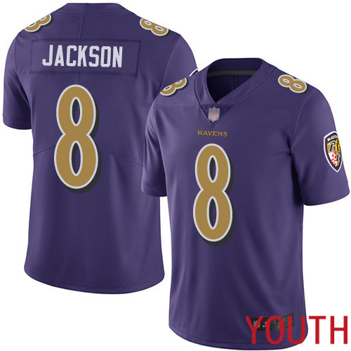 Baltimore Ravens Limited Purple Youth Lamar Jackson Jersey NFL Football #8 Rush Vapor Untouchable